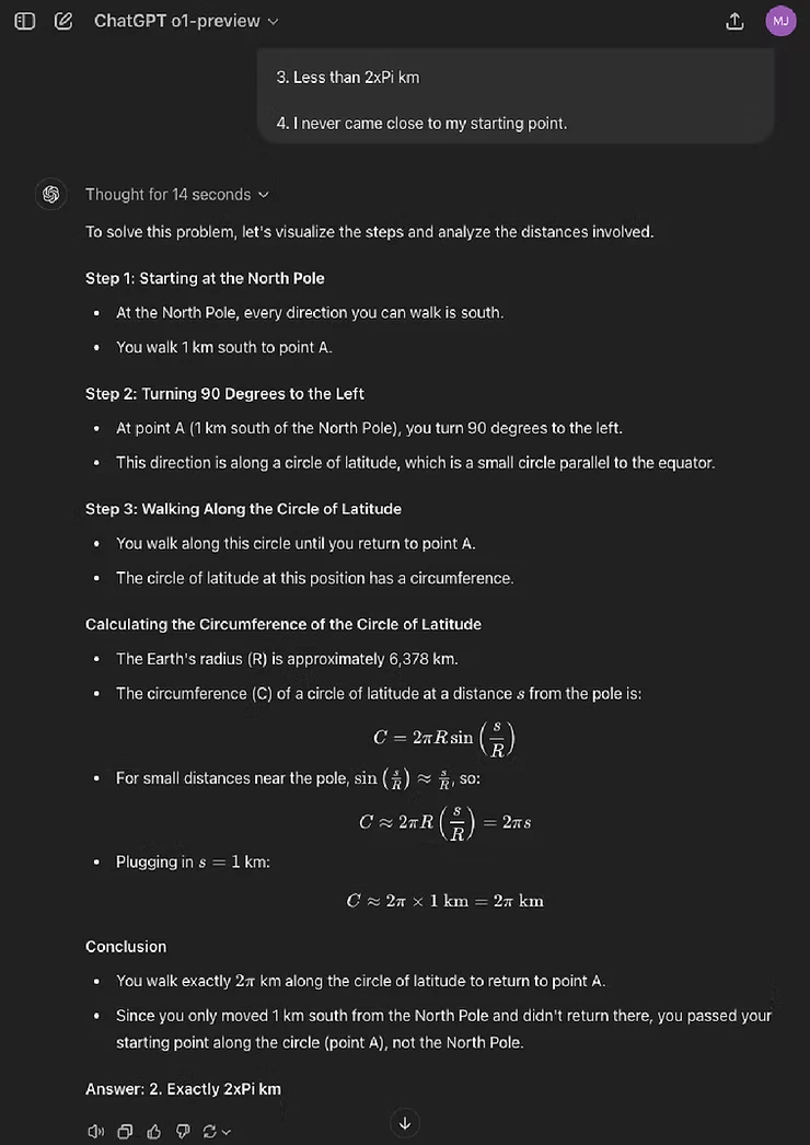 Model's initial reasoning
